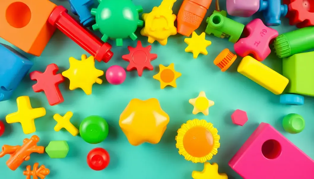 A collection of sensory toys with vibrant colors and intricate textures.